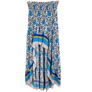 Floral Blue and Beige Women's Skirt
